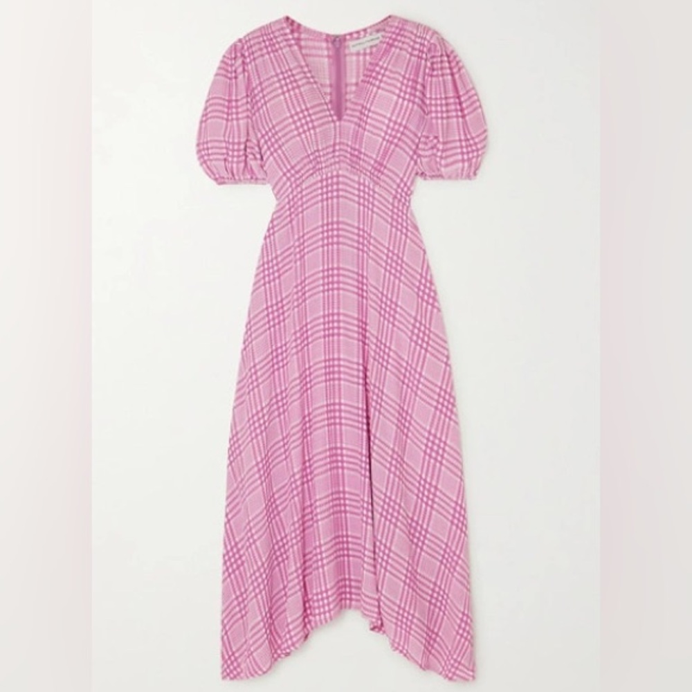 Faithful the Brand Vittoria Checked Crepe Midi Dress In Lilac